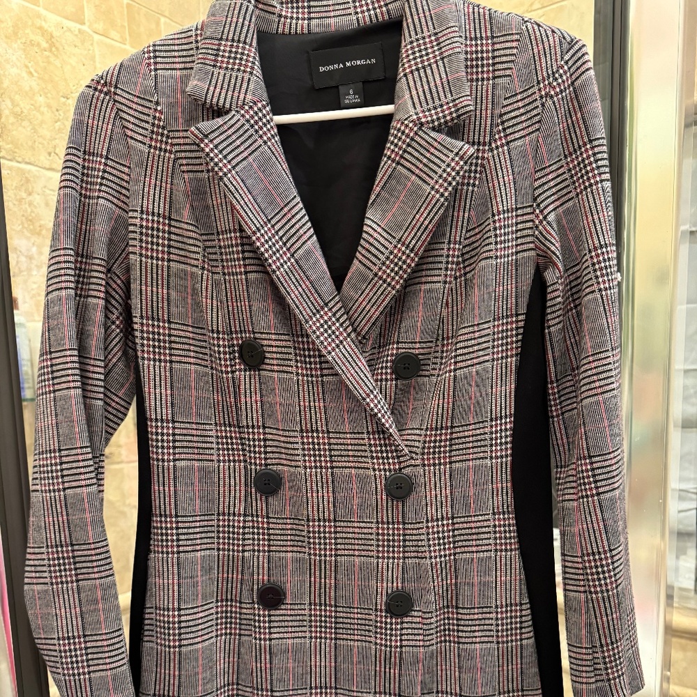 Donna Morgan Plaid Double Breasted Dress size 6